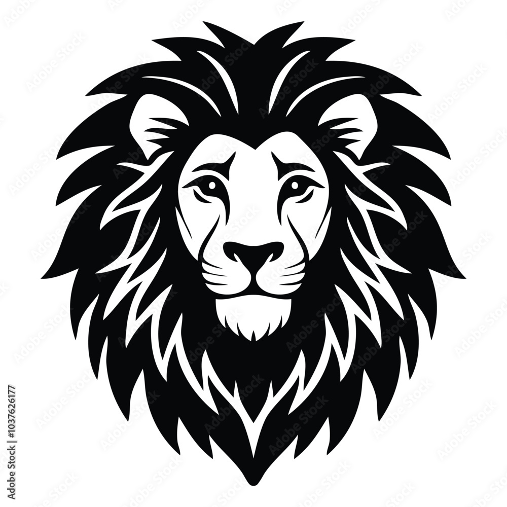 Fototapeta premium Lion head silhouette on white background