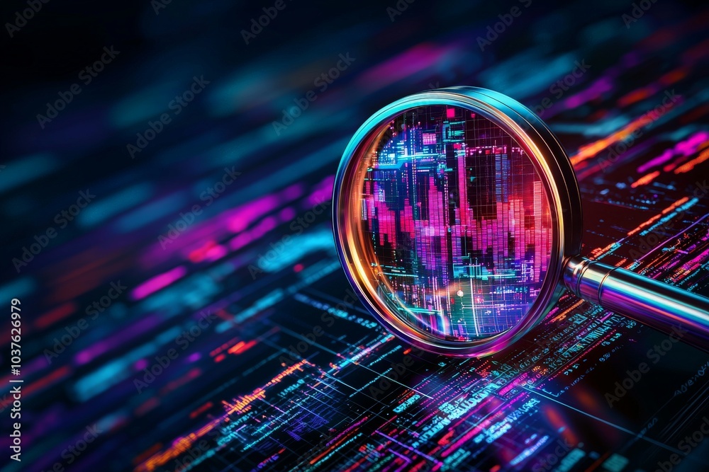 Magnifying Glass Focusing on Colorful Data Visualization Magnifying Glass Focusing on Colorful Data Visualization