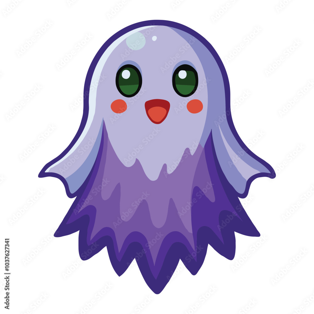 Obraz premium A flat-color cartoon character of ghost vector clipart on white background