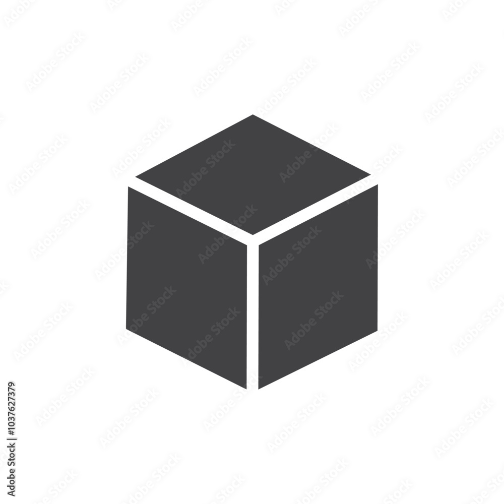 Cube icon Flat simple outline set Cube icon Flat simple outline set