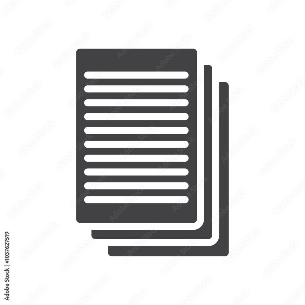 Documents icon Flat simple outline set Documents icon Flat simple outline set