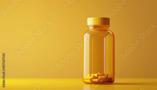 "Golden Yellow Bottle of Vitamin E Capsules"