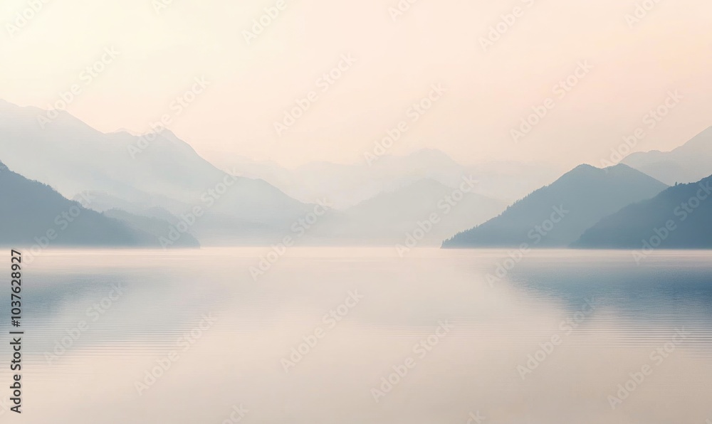 A mountain range is visible in the distance with a calm lake in the foreground A mountain range is visible in the distance with a calm lake in the foreground