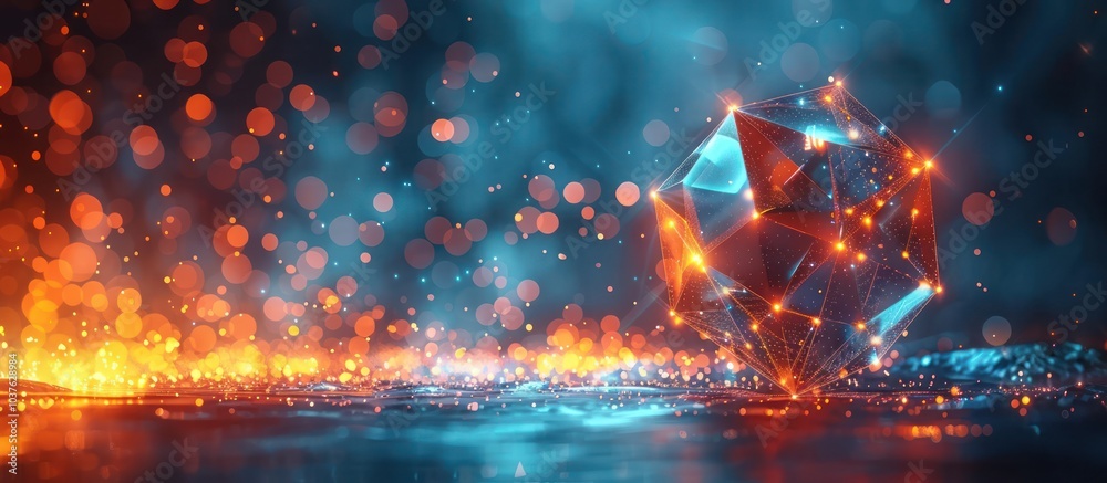 Abstract 3D geometric shape in a futuristic landscape. Abstract 3D geometric shape in a futuristic landscape.