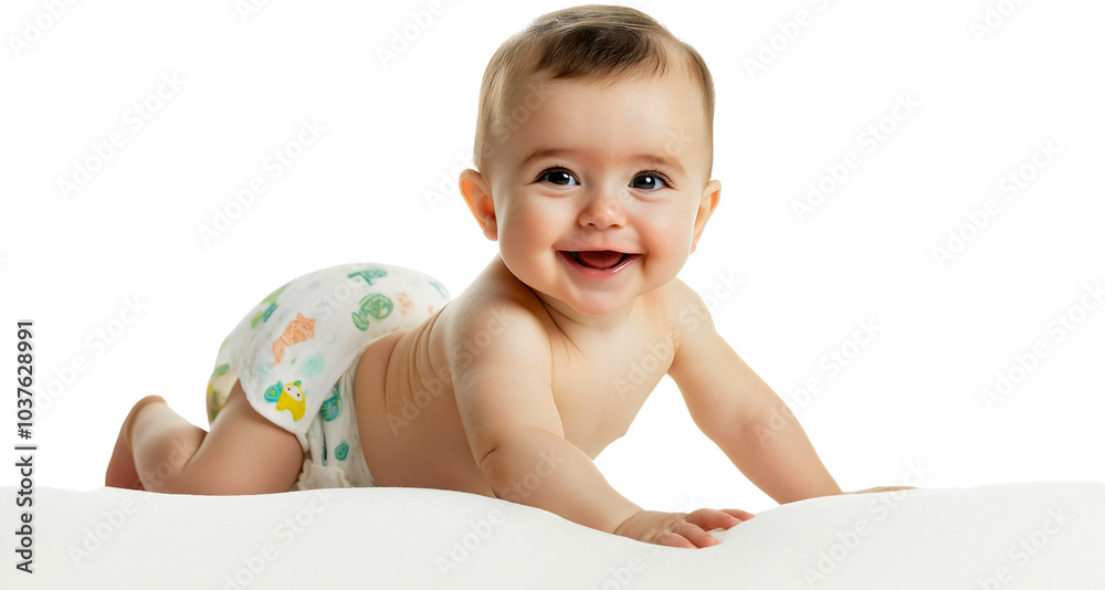 Precious crawling baby infant, adorable diaper isolated smiling, joyful newborn toddler happy, radiant boy child cute, innocent wonder unfolds Precious crawling baby infant, adorable diaper isolated smiling, joyful newborn toddler happy, radiant boy child cute, innocent wonder unfolds