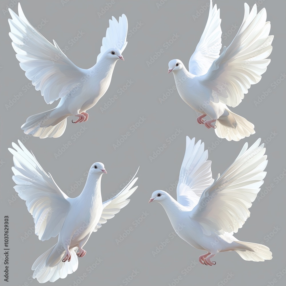 Obraz premium Four white doves.