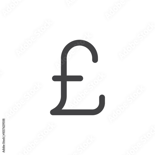 Pound Icon Flat simple outline set