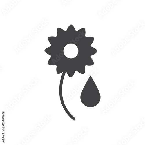 Sunflower oil icon Flat simple outline set