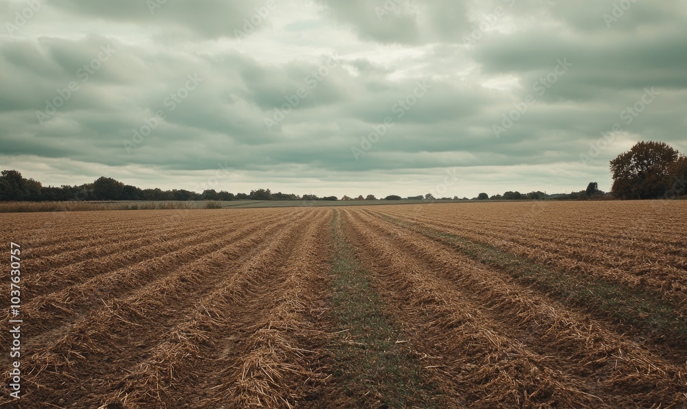A field of corn is shown in a cloudy sky A field of corn is shown in a cloudy sky