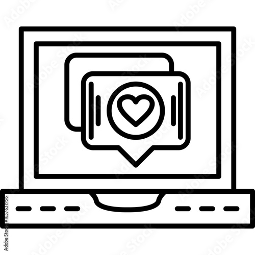 Laptop Love Chat Icon