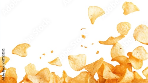 Wallpaper Mural Potato Chips Falling On White Background Torontodigital.ca