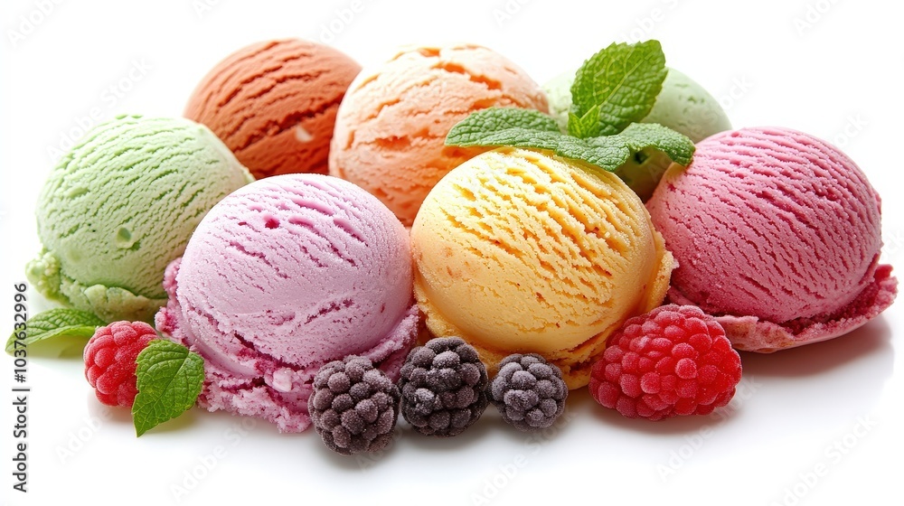 Vibrant Gelato Icons from Italy - Set of 4 Simple Color Clipart on White Background