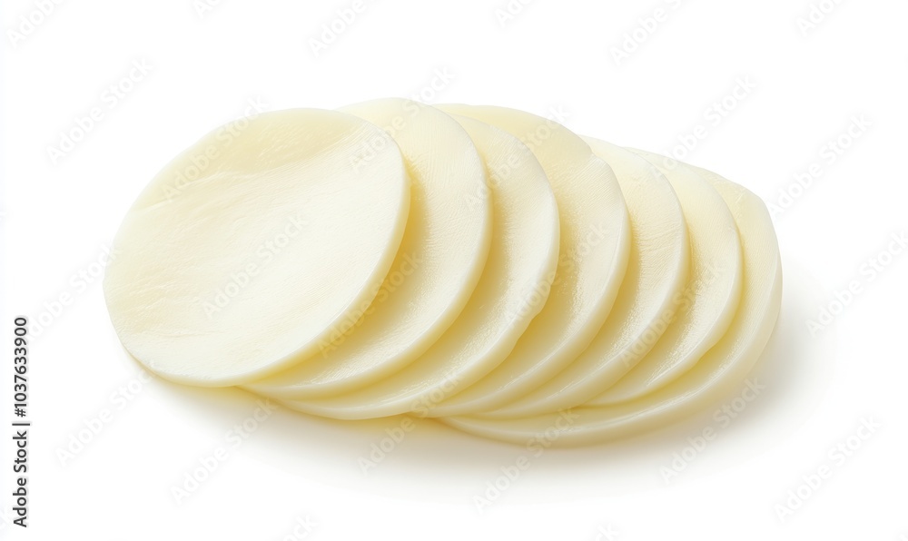 A pile of sliced cheese on a white background A pile of sliced cheese on a white background