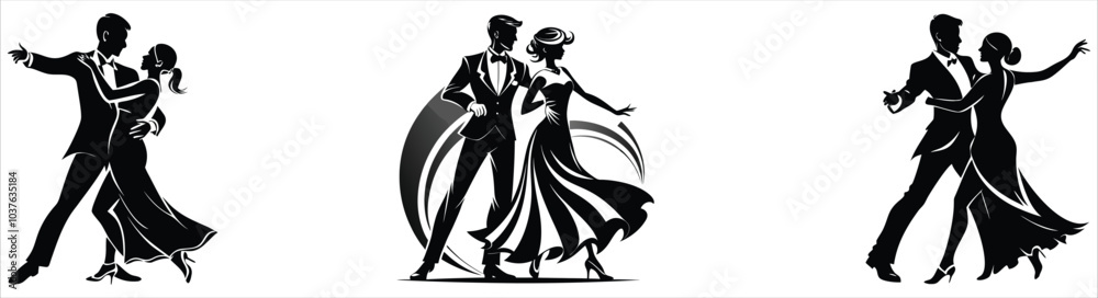 Fototapeta premium Dancing couple a striking monochromatic vector design