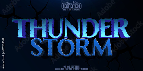 Thunder editable text effect, customizable storm and lightning 3d font style