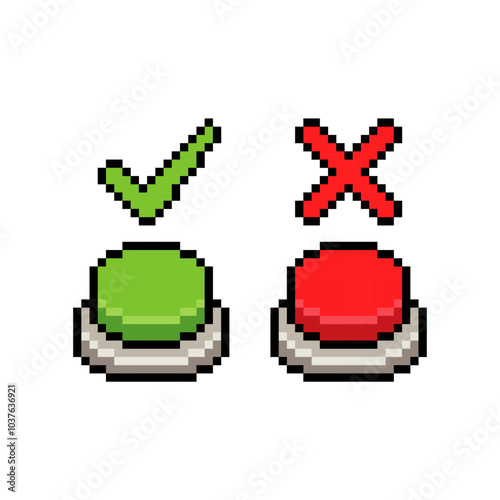 green red button icon pixel art