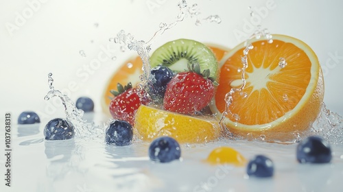 Water Splash with Fresh Fruit