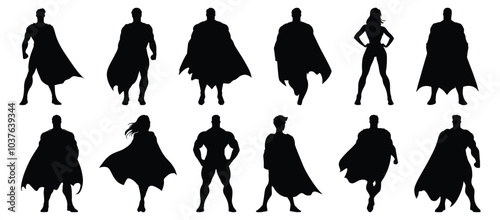Superhero silhouette set vector design big pack of hero illustration and icon