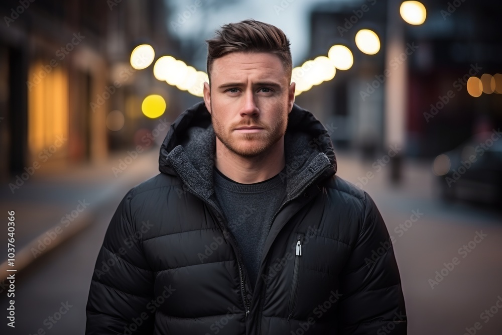 Portrait of a handsome young man in a city at night. Portrait of a handsome young man in a city at night.