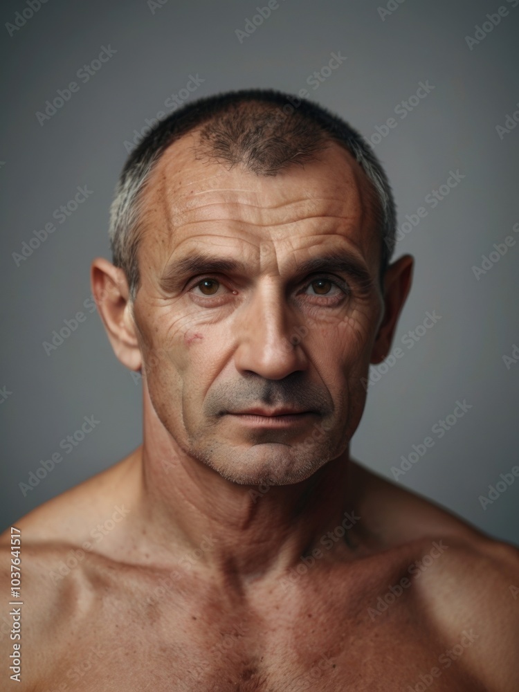Slavic man portrait on the gray background, serious face, confident expression, bold look, looking at the camera. Headshot closeup portrait of a Slav man. Slavic man portrait on the gray background, serious face, confident expression, bold look, looking at the camera. Headshot closeup portrait of a Slav man.