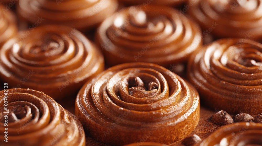 Morning Glow on Freshly Baked Cinnamon Rolls - Minimalist Aesthetic with Isometric View and Playful Shadows Morning Glow on Freshly Baked Cinnamon Rolls - Minimalist Aesthetic with Isometric View and Playful Shadows