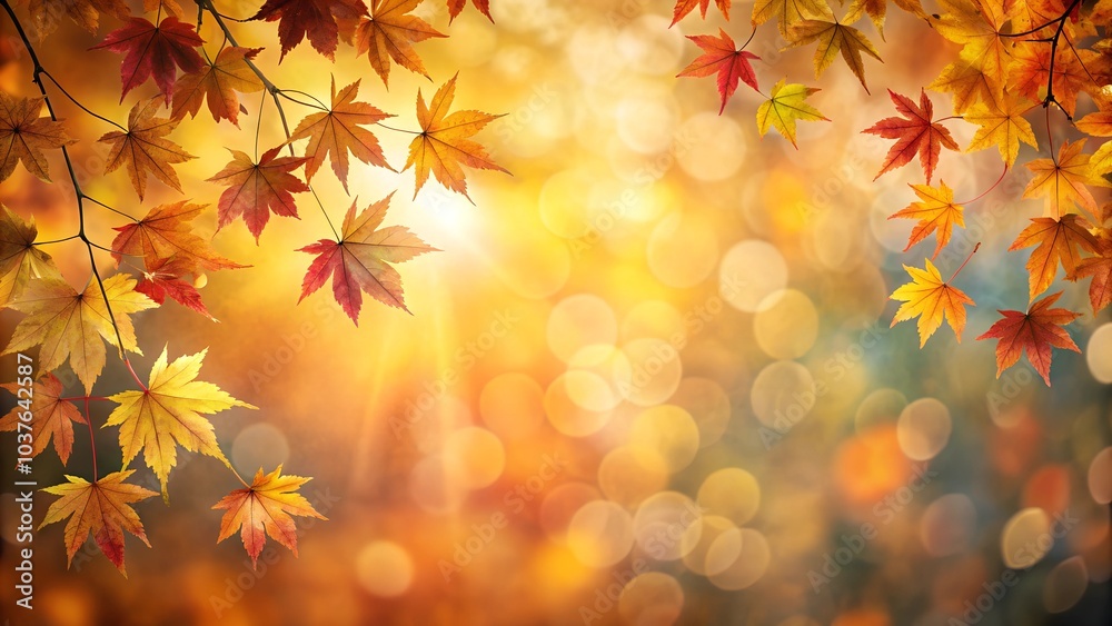 Autumn background with blurred background for copy space, banner, maple leaf, warm colors, bokeh Autumn background with blurred background for copy space, banner, maple leaf, warm colors, bokeh