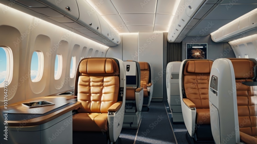 Fototapeta premium Airplane first class interior.