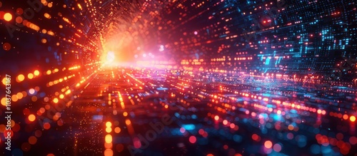 Wallpaper Mural Abstract digital background with bright red, orange and blue lights. Torontodigital.ca