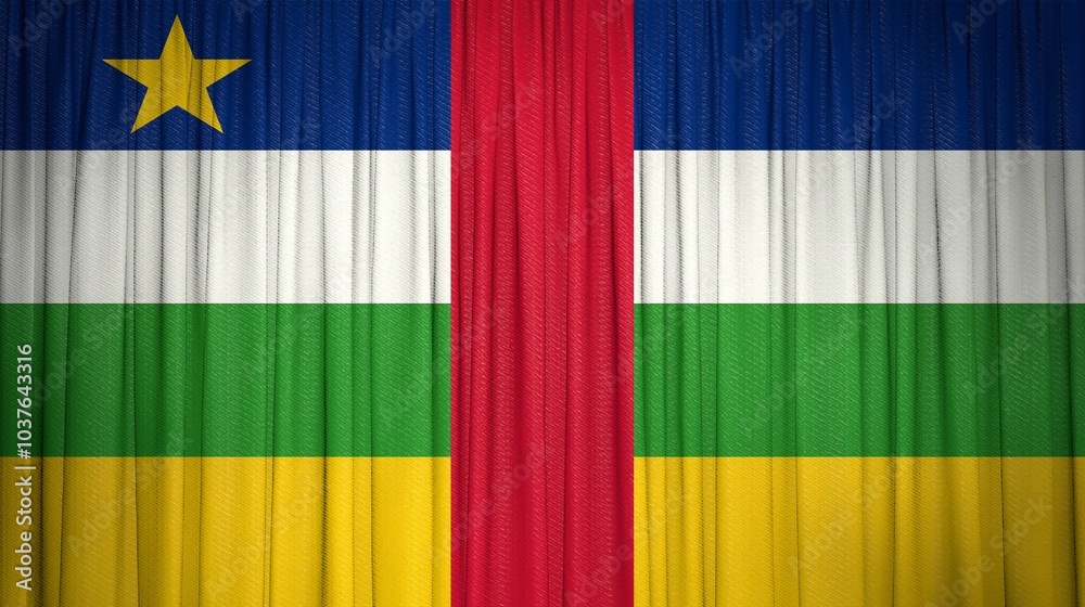 Fototapeta premium Central African Republic Flag and Theater Curtain Image.