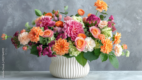 Wallpaper Mural Beautiful bouquet of various colorful flowers in a ceramic vase Torontodigital.ca