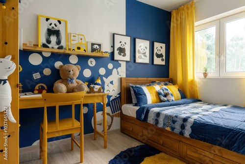 A stylish children room blue themed