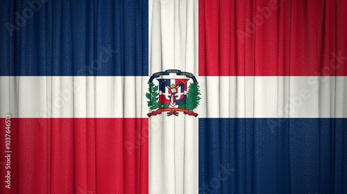 Dominican, Dominican Republic Flag and Theater Curtain Image. photo