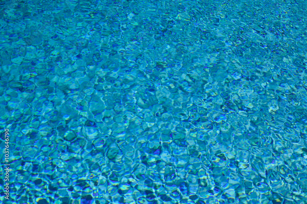 Swimming pool water with copy space. Water surface in swimming pool. Blue water background. Clear sea water texture. Sea ocean background. Swimming pool water with copy space. Water surface in swimming pool. Blue water background. Clear sea water texture. Sea ocean background.