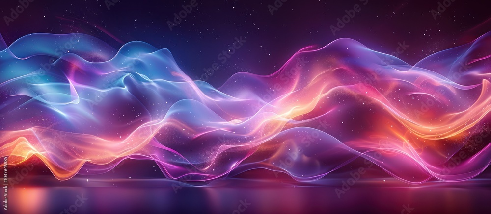 Fototapeta premium Abstract background with glowing pink, blue and orange waves.