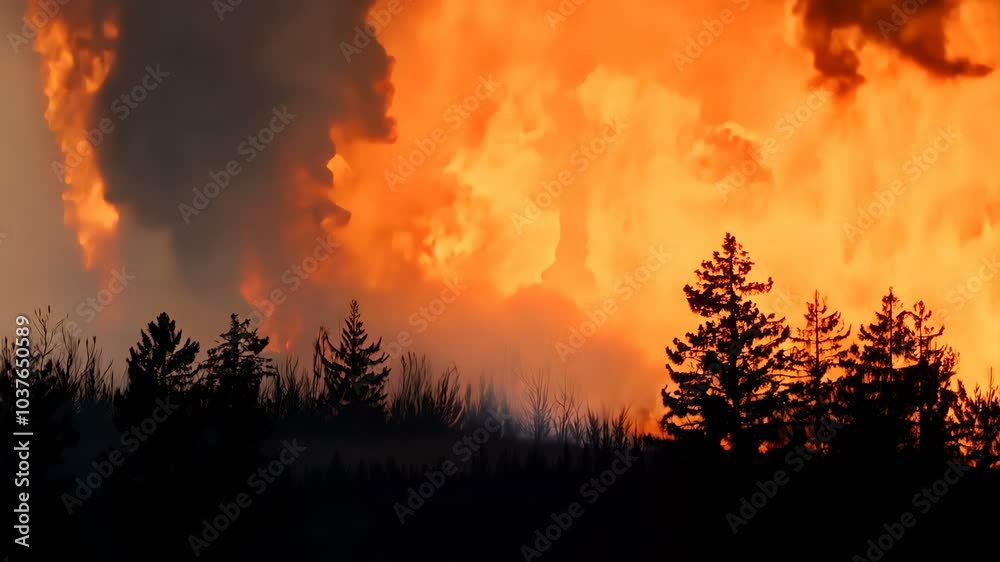 A Devastating Wildfire Has Engulfed the Forest Landscape, Leaving It in Terrifying Flames A Devastating Wildfire Has Engulfed the Forest Landscape, Leaving It in Terrifying Flames