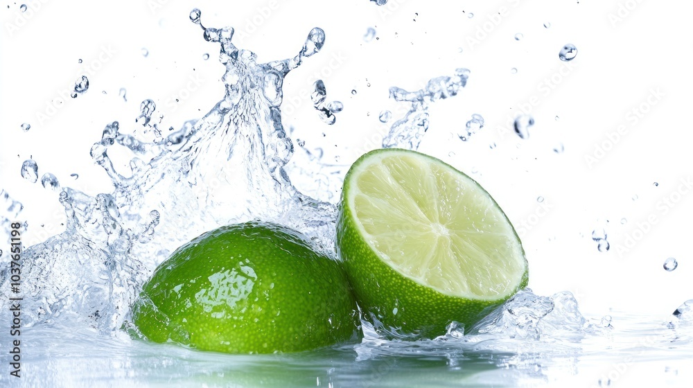 Limes Splashing in Water Limes Splashing in Water