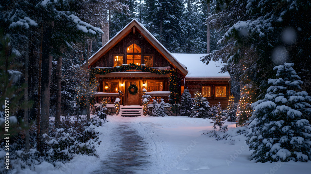 Cozy Winter Cabin in Snowy Forest Cozy Winter Cabin in Snowy Forest