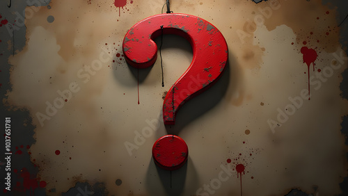 abstract picture with big red question mark, generative ai