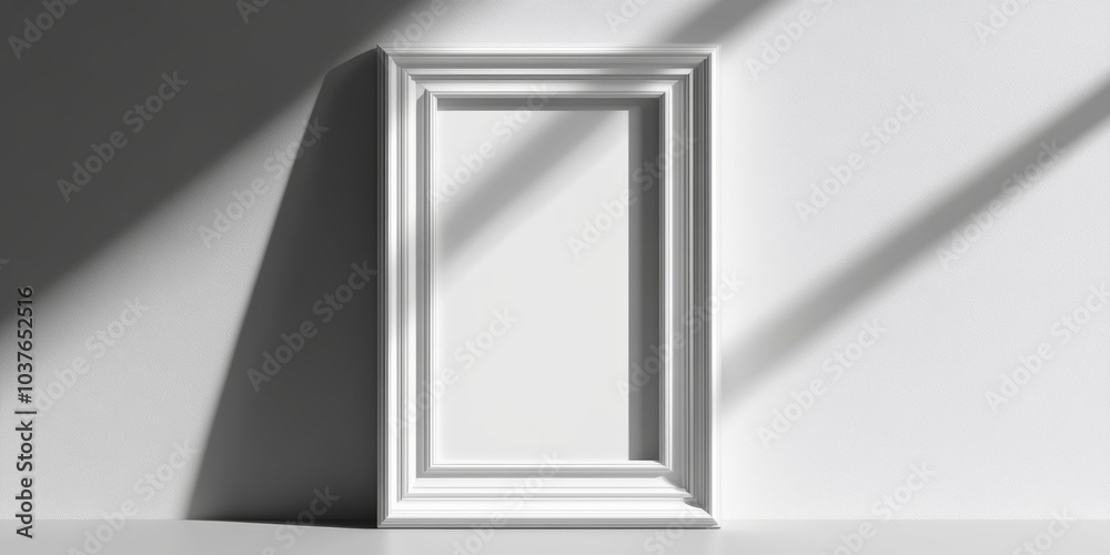 A blank white picture frame, ready to display a realistic photo. A blank white picture frame, ready to display a realistic photo.