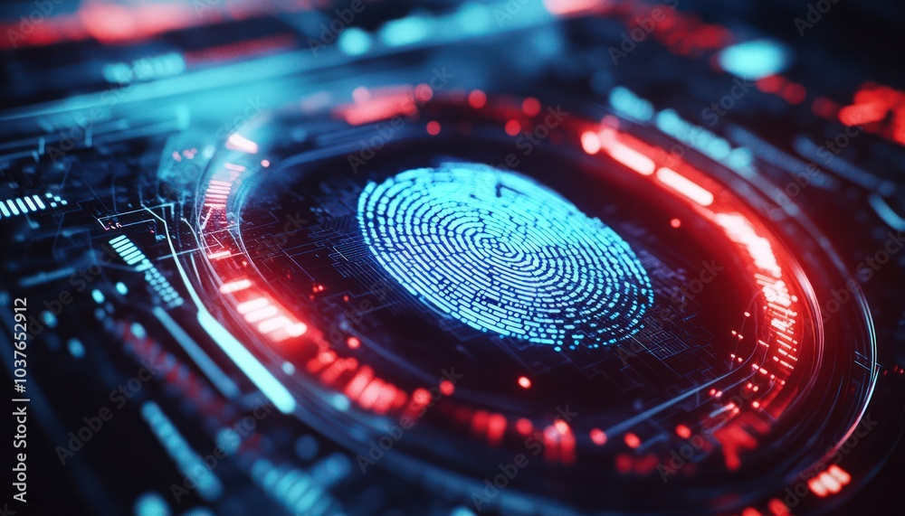 A close-up of a biometric security system in action, focusing on the high-tech details and the concept of digital identification. A close-up of a biometric security system in action, focusing on the high-tech details and the concept of digital identification.
