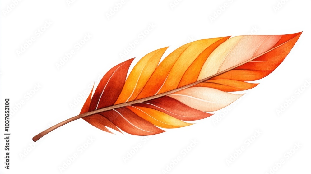 Autumn leaf, vibrant orange and yellow hues, white isolated background. Autumn leaf, vibrant orange and yellow hues, white isolated background.