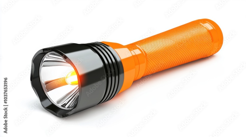 Orange flashlight on white isolate background. Orange flashlight on white isolate background.