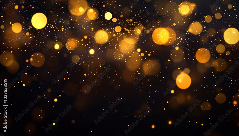 A creative golden bokeh on a black backdrop, suitable for festive or award ceremonies. A creative golden bokeh on a black backdrop, suitable for festive or award ceremonies.