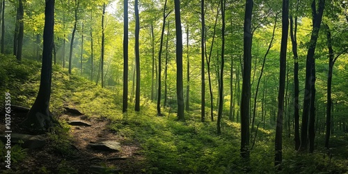 A wide, scenic view of a forest.