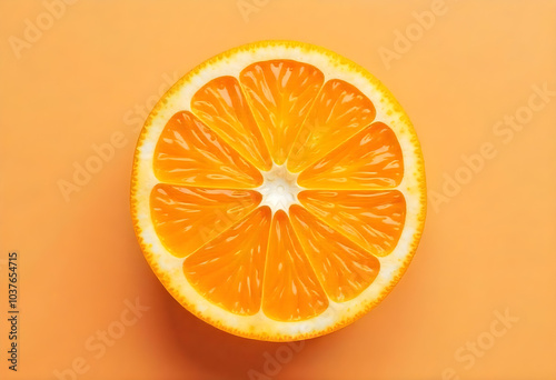 slice of oranges vibrant pattern, and aroma from a ripe tangerine, top view, isolated soft color background, 