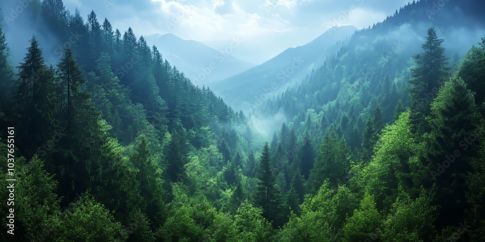 Fototapeta premium A wide, scenic view of a forest.
