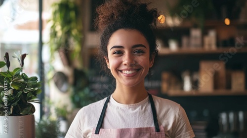 A customer service worker smiling politely while dealing with a difficult customer, managing their emotions professionally photo