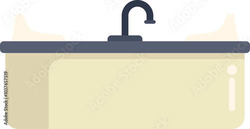 Simple and modern kitchen sink is featuring a faucet for washing dishes, ideal for minimalist interior design concepts
