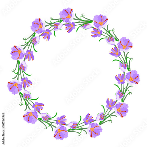 purple flower wreath illustration