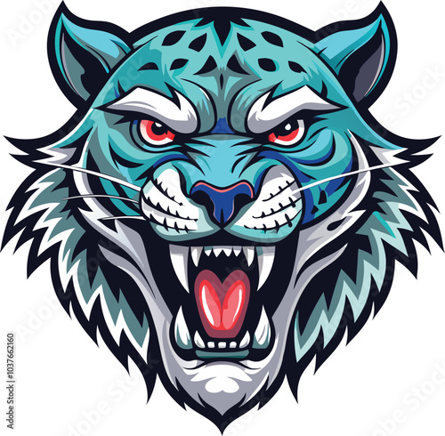 Ferocious Blue Tiger Head Illustration
